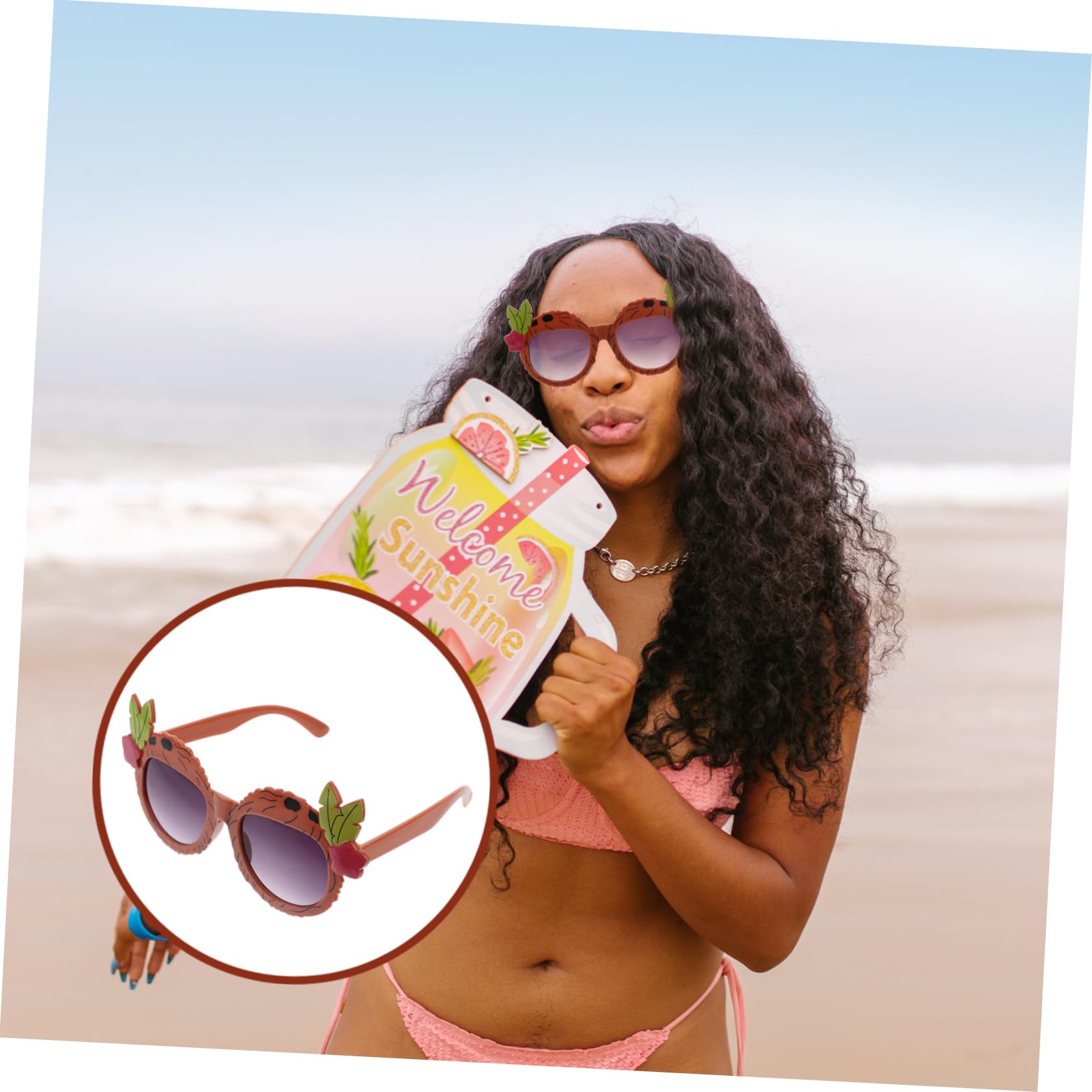 Healeved 5 Ensembles Lunettes De Soleil Pour De Fête Amusant En Forme De Lunettes De Fête Luau Deux Lunettes De Fête Drôles Décorations Tropicales Pc 2 Paires*5