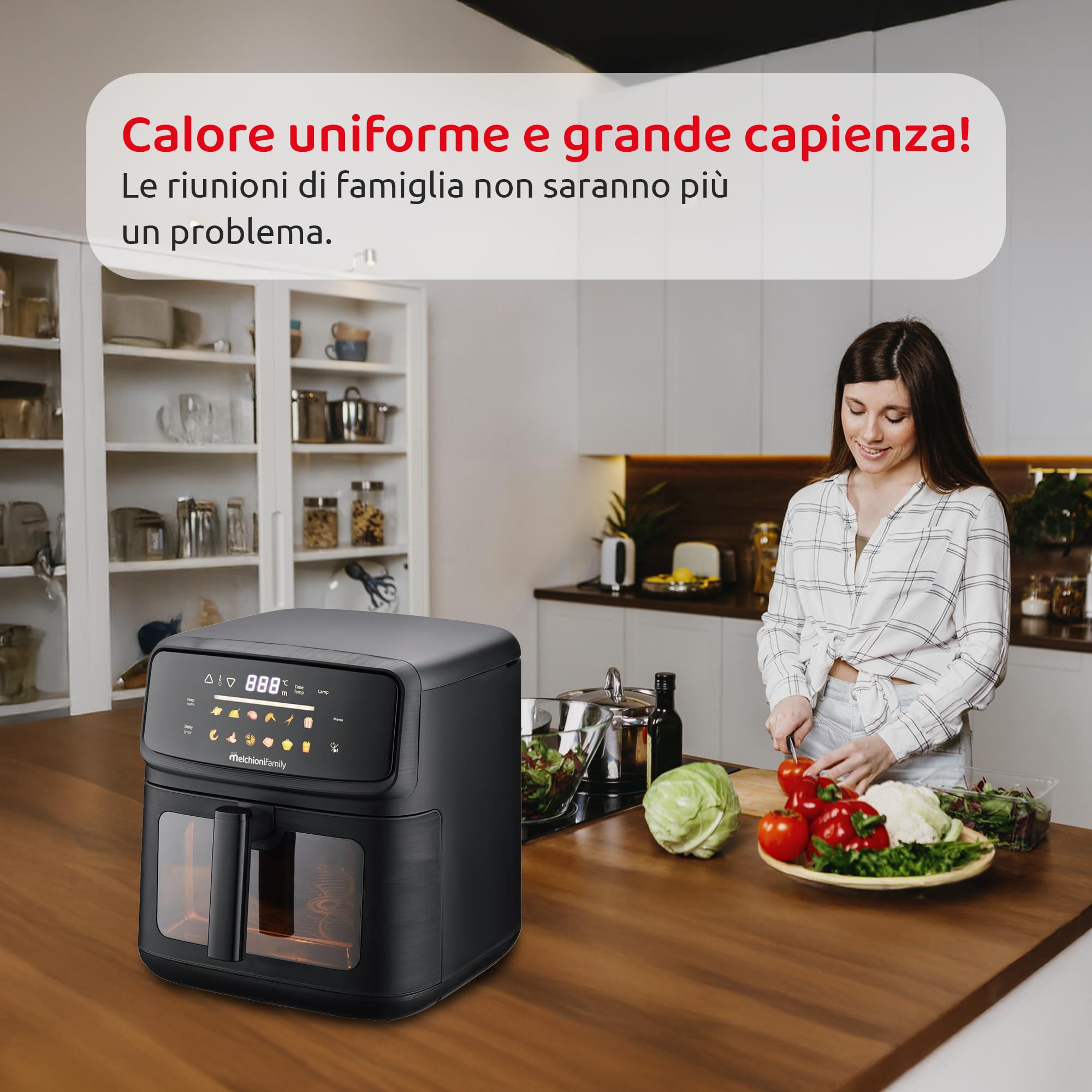 Melchioni Family Friggitrice ad Aria Martina 10L Digitale Capiente e Potente 2.100W alimentazione 220-240V 50/60 Hz