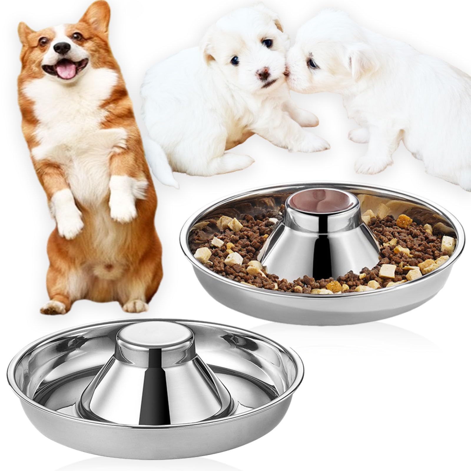 Nexboraque 2 Pack Stainless Steel Puppy Bowls