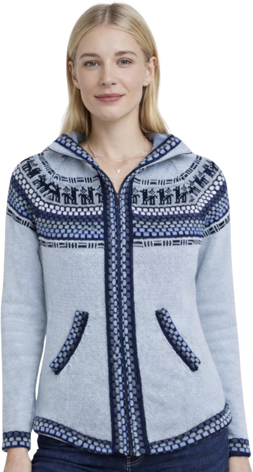 Gamboa Genuine Alpaca Cardigan Sweater for Women Winter Autumn Lightweight Soft Pullover