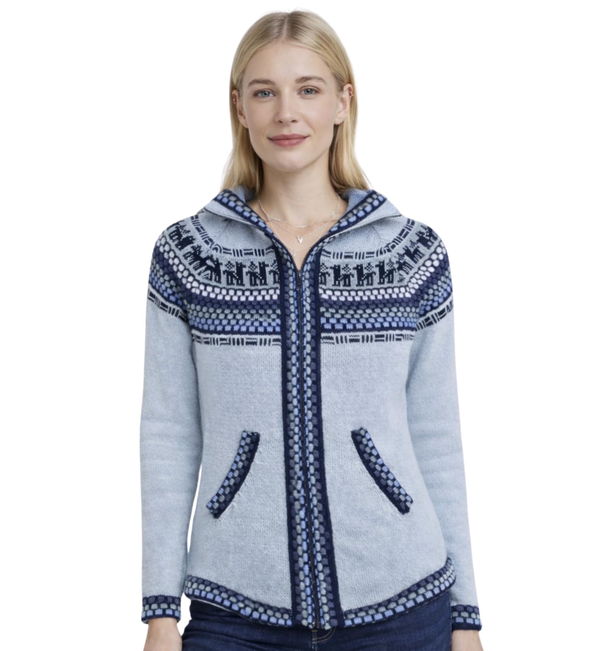 Genuine Alpaca Cardigan Sweater for Women Winter Autumn Lightweight Soft Pullover