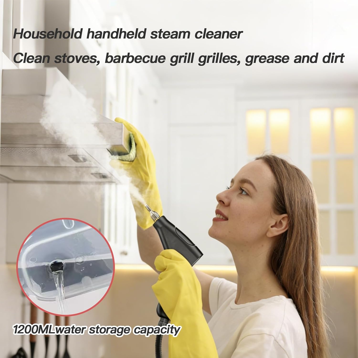 Steam Cleaner for Home & Car,Portable Handheld Steamer for Cleaning with 6-Level Handle,2500W & 10s Heat-Up,Suitable for cars, Floors, Tile Joints, Kitchens and Bathrooms