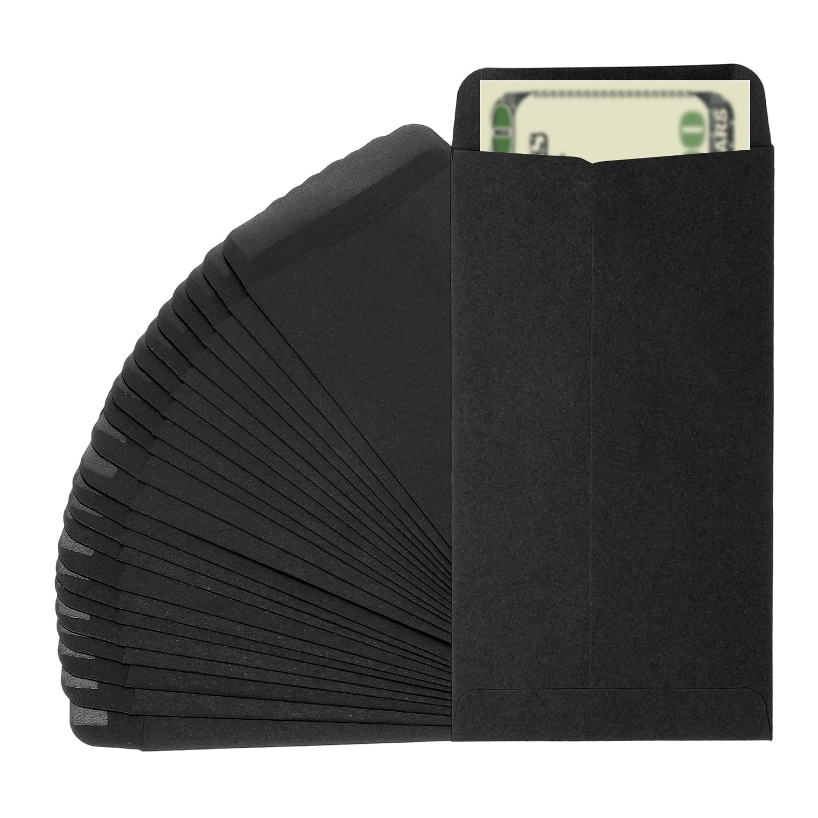 PATIKIL Money Envelope, 25 Pack 6.5" x 3.5" Cash Envelopes Money Holder Bags Budgeting Saving Challenge Letter for Gift Coins Checks Tickets Jewelry Passport Card, Black