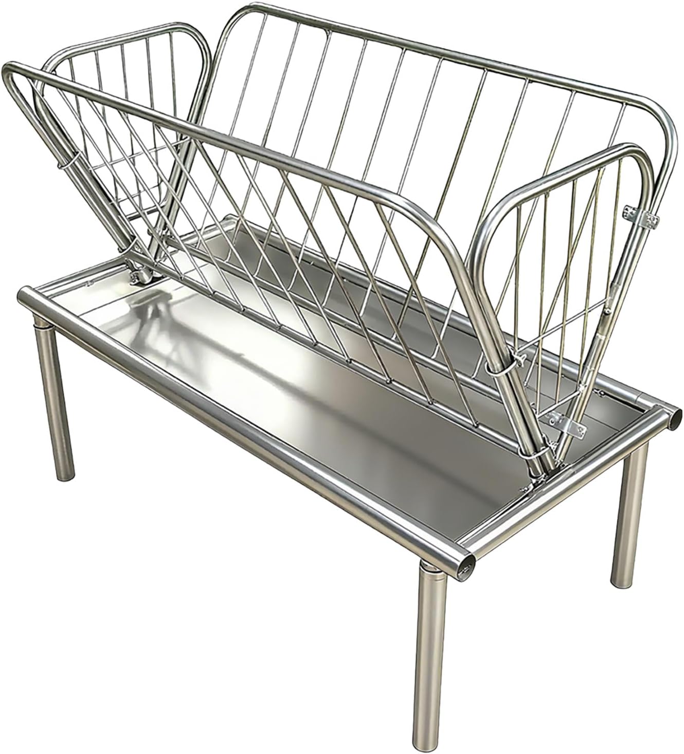 47" x 22.5" x 38" Heavy Duty Galvanized Steel Livestock Feeders, 30 Gallon Hay Feeder, 6" Wide Feed Pan, All-Weather Outdoor Hay Feeders, Not Easy to Deform, Easy to Install for Farm Livestock