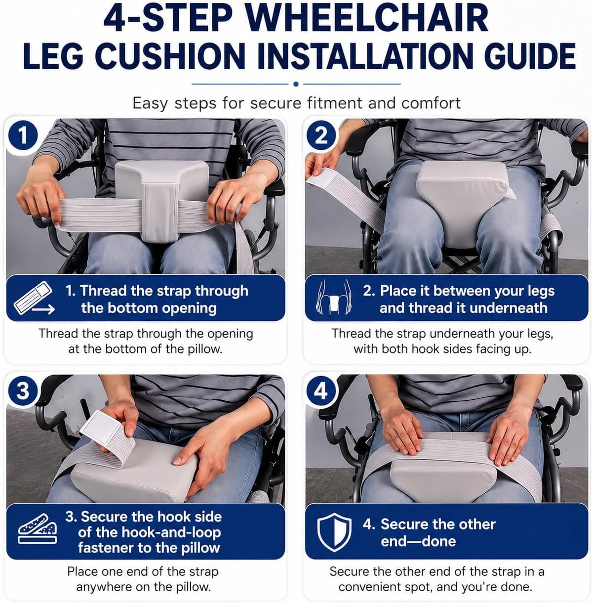 Hip Abduction Pillow with Strap, 3 x 6 x 8 in Knee Separator