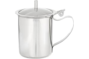 Winco Stainless Steel Creamer with Lid for Coffee, Medium, 10 Ounce