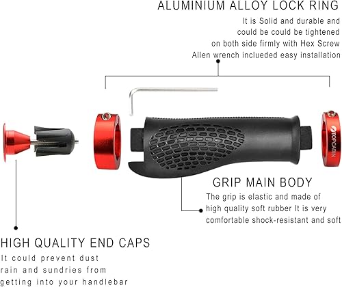 Vista 62 de Puños ergonómicos de manubrio de bicicleta, de Topcabin, con amplia superficie de agarre Estilo cuchillo