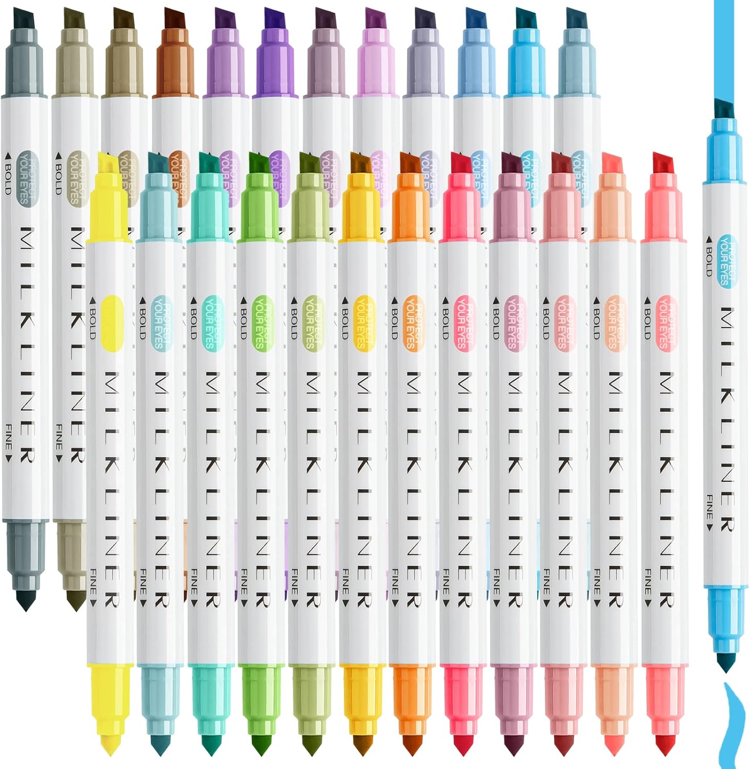 NiArt Dual Tip Highlighters, Set 24 Highlighters Marker