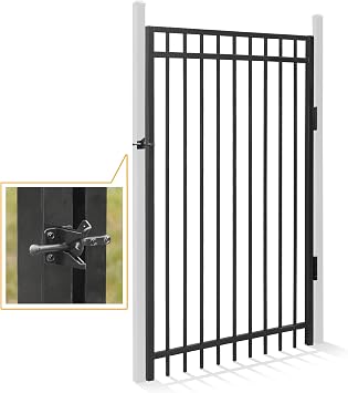 المبارز سلك الثقيلة شقة أعلى سياج بوابة، 6 FT الارتفاع &times; 4 FT العرض في الهواء الطلق سياج بوابة، في الهواء الطلق مكافحة الصدأ بوابة الصلب المعدنية لحاجز المبارزة، بوابة حديقة الديكور للسكنية، ساحة، بركة، الفناء