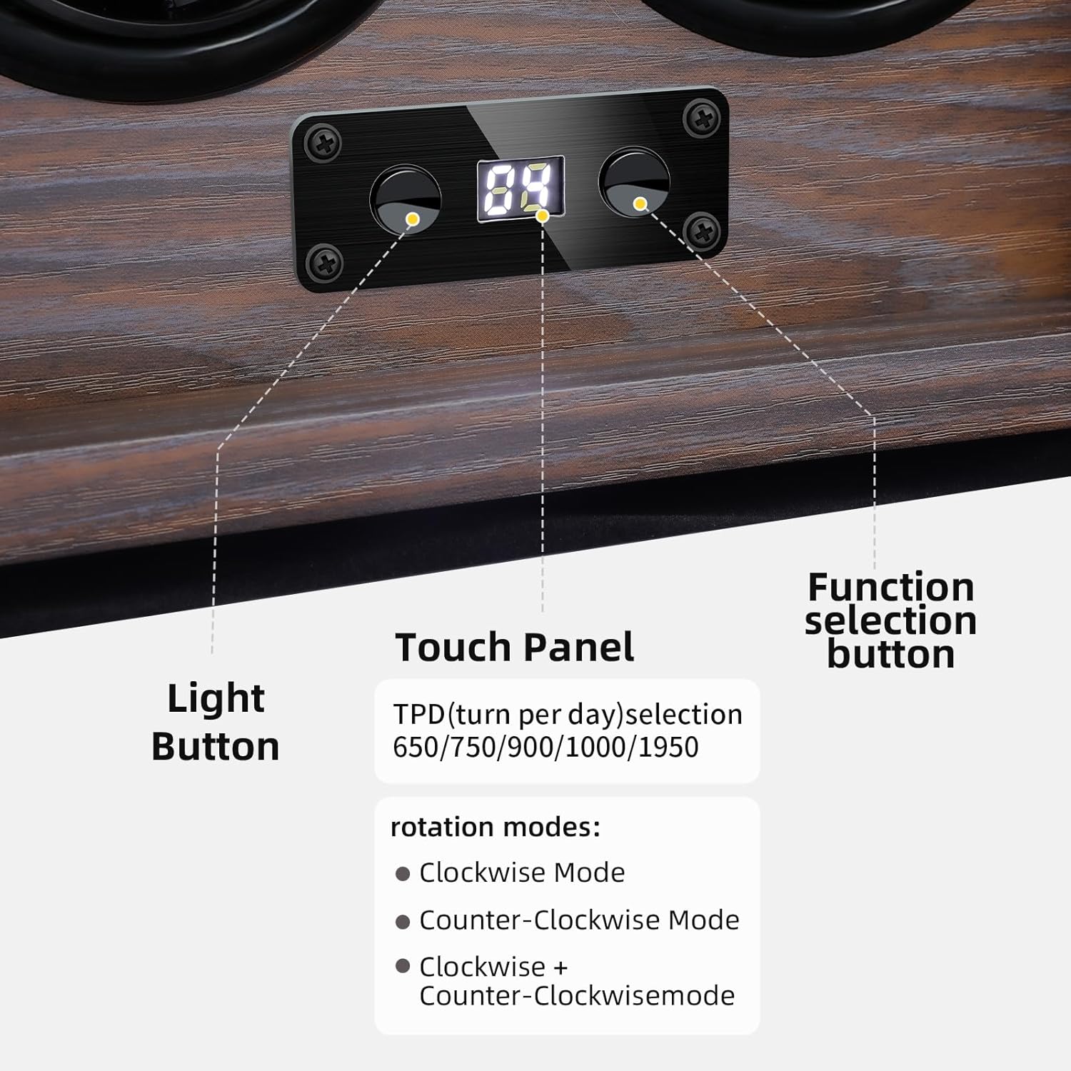 Watch Winder for 4/6/8/9/12 Automatic Watches, Watch Rotator for Rolex 15 Rotation Modes Box with LED Light, Watches Winder Case AC/USB Powered Present for Men Quiet Mabuchi Motor