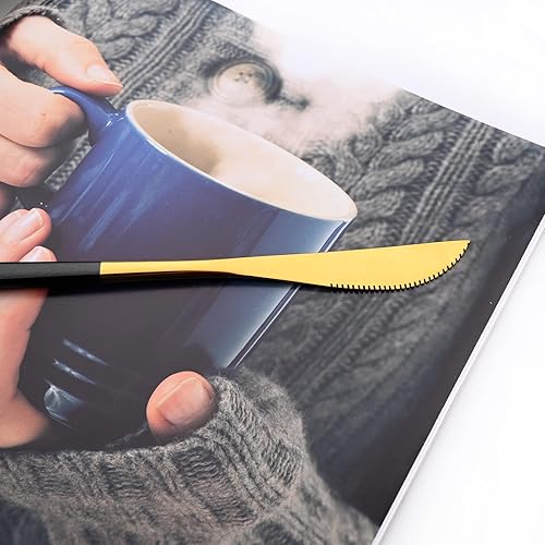 Miniatura 125 de Juego de cubiertos de espejo, 24 piezas de cubiertos de acero inoxidable 18/0 con mango verde menta, vajilla simple y moderna para cena de fiesta