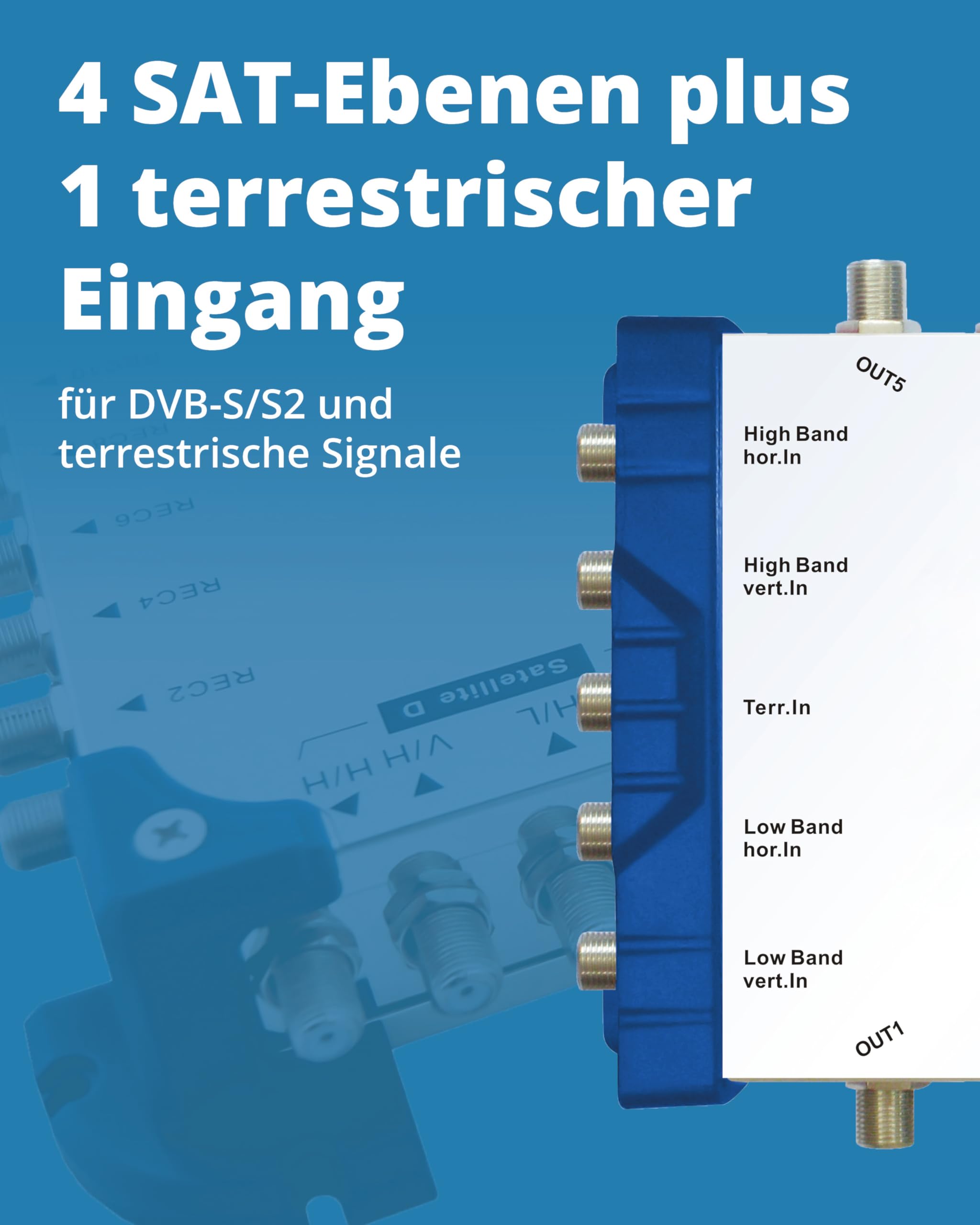 Megasat Multischalter 5/8 – 1 Satellit / 8 Teilnehmer