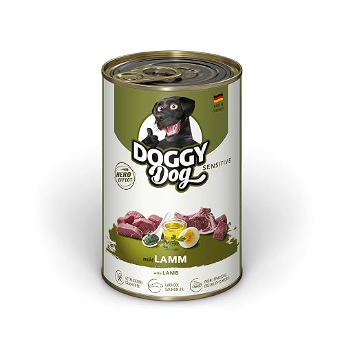DOGGY Dog Paté Lamm Sensitive, 6 x 400 g, Comida húmeda para Perros, sin Cereales