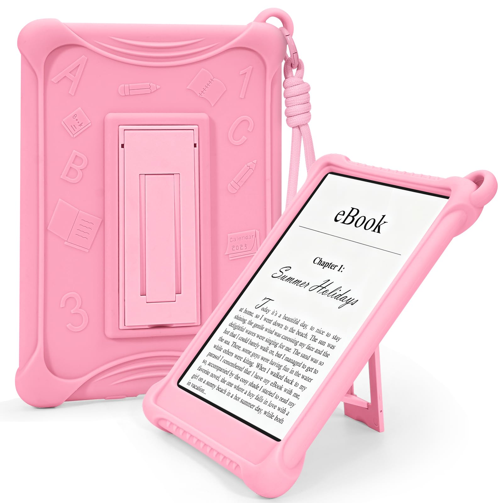 Fit Boox Étui fin en silicone pour Kindle Paperwhite 7" (12e génération 2024) et Kindle Colorsoft Signature Edition – Jolie et résistante aux chocs avec support – Housse en silicone pour amateurs de