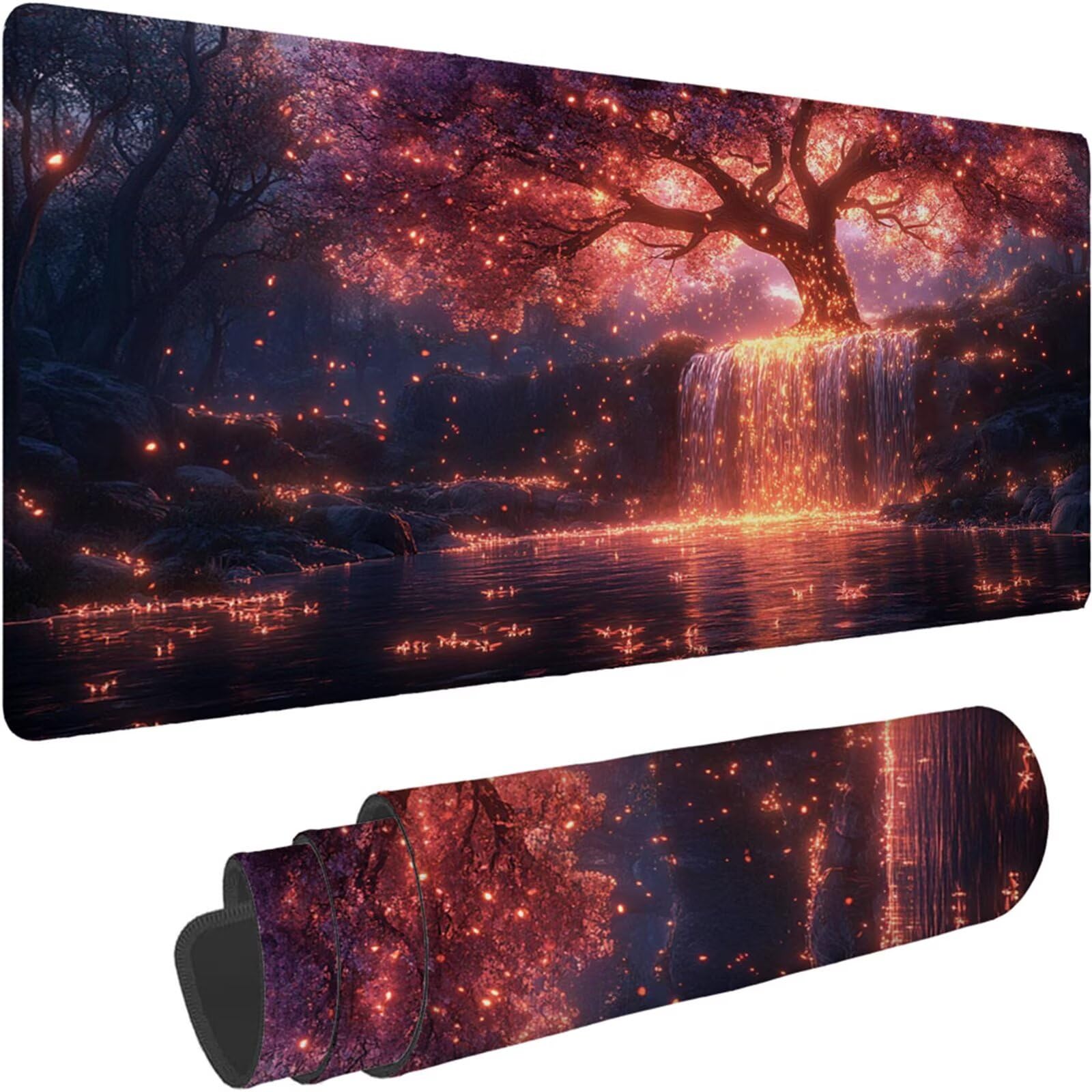 Gamingowa podkładka pod mysz 1200 x 600 x 3 mm, XXL, wodoszczelna, odporna na ścieranie, ze zszytymi krawędziami, kolorowa podkładka na biurko, poprawia prędkość i precyzję, do komputera, laptopa