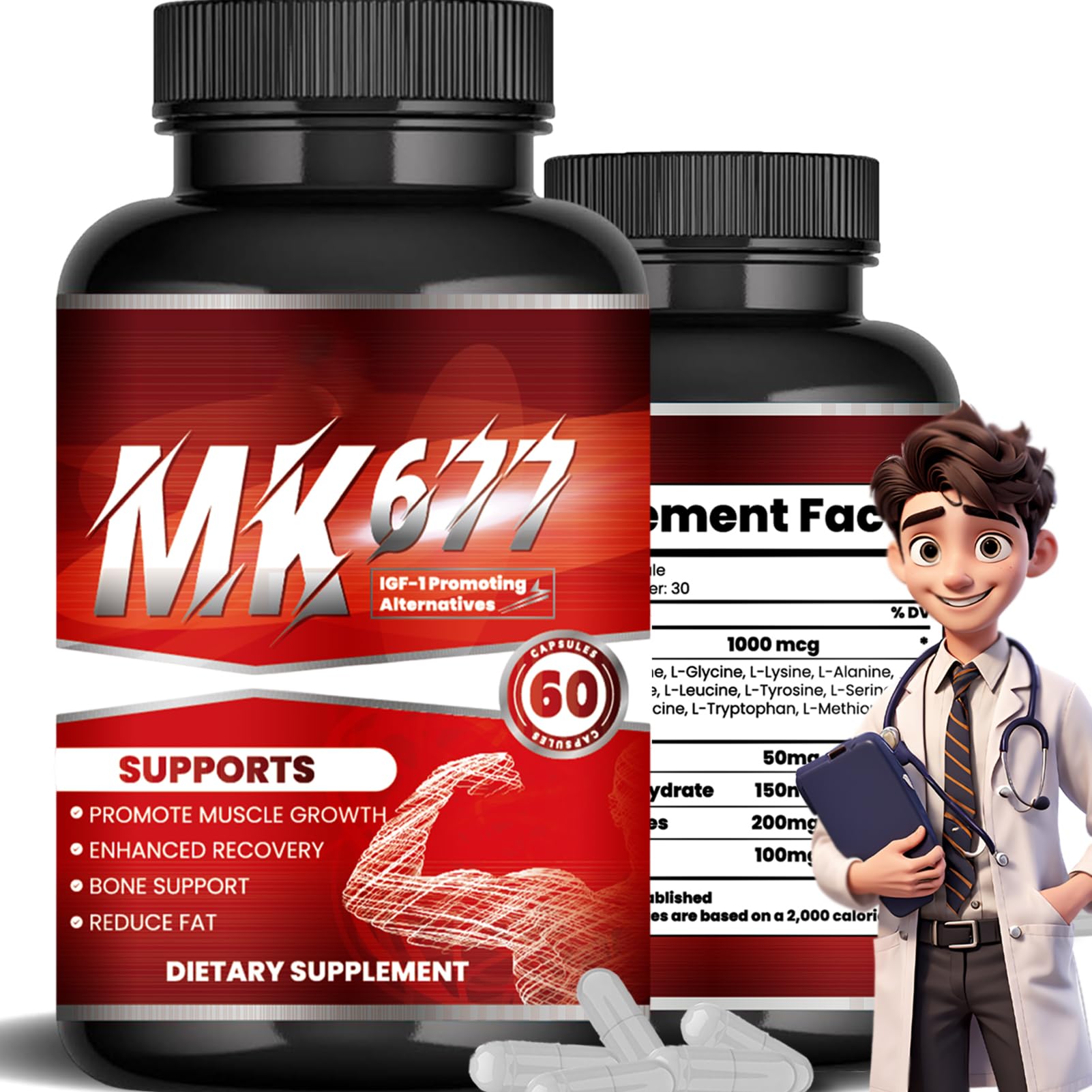𝐌𝐊677, 𝐌𝐊-677 Capsules, 𝐈𝐛𝐮𝐭𝐚𝐦𝐨𝐫𝐞𝐧 𝐌𝐊 677, 𝐌𝐊 677 Muscle Recovery Supplements, Strengthens Muscles, for Women & Men, 60 Capsules