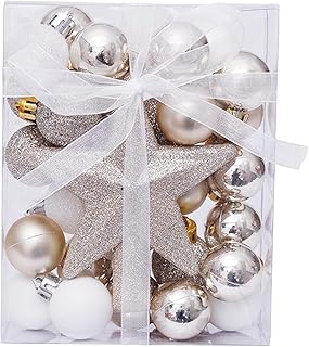 クリスマス 飾り クリスマスツリー ボール オーナメント クリスマス装飾品 クリスマスボール 飾り付け 30個セット 星 ボール クリスマス デコレーション 道具 小物 クリスマスツリー用 パーティー イベント 多用途 (ホワイトゴールド)
