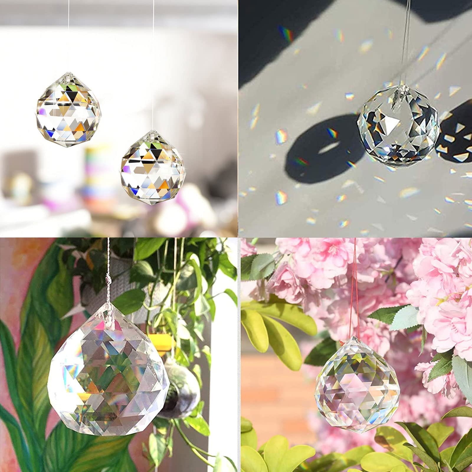 24 Prismes Boules En Cristal Attrape-Soleil - Décoration Fenêtre Arc-en-Ciel Pour Maison & Mariage