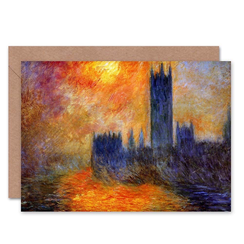 Wee Blue Coo CLAUDE MONET HOUSE OF PARLIAMENT SUN 1 OLD MASTER PAINTING GREETINGS CARD
