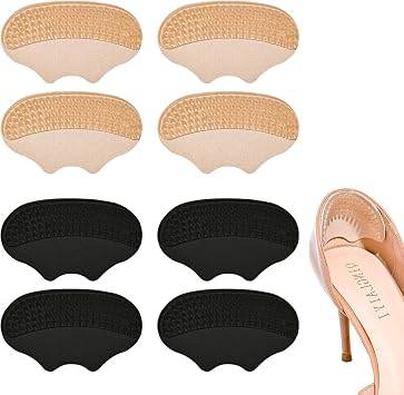 XINIFOOT Heel Pads for Loose Shoes, 4 Pairs Heel Inserts Grips for Women, Blister Prevention Heel Protector Cushion Liners, Shoe Fillers for Secure Fit Beige & Black