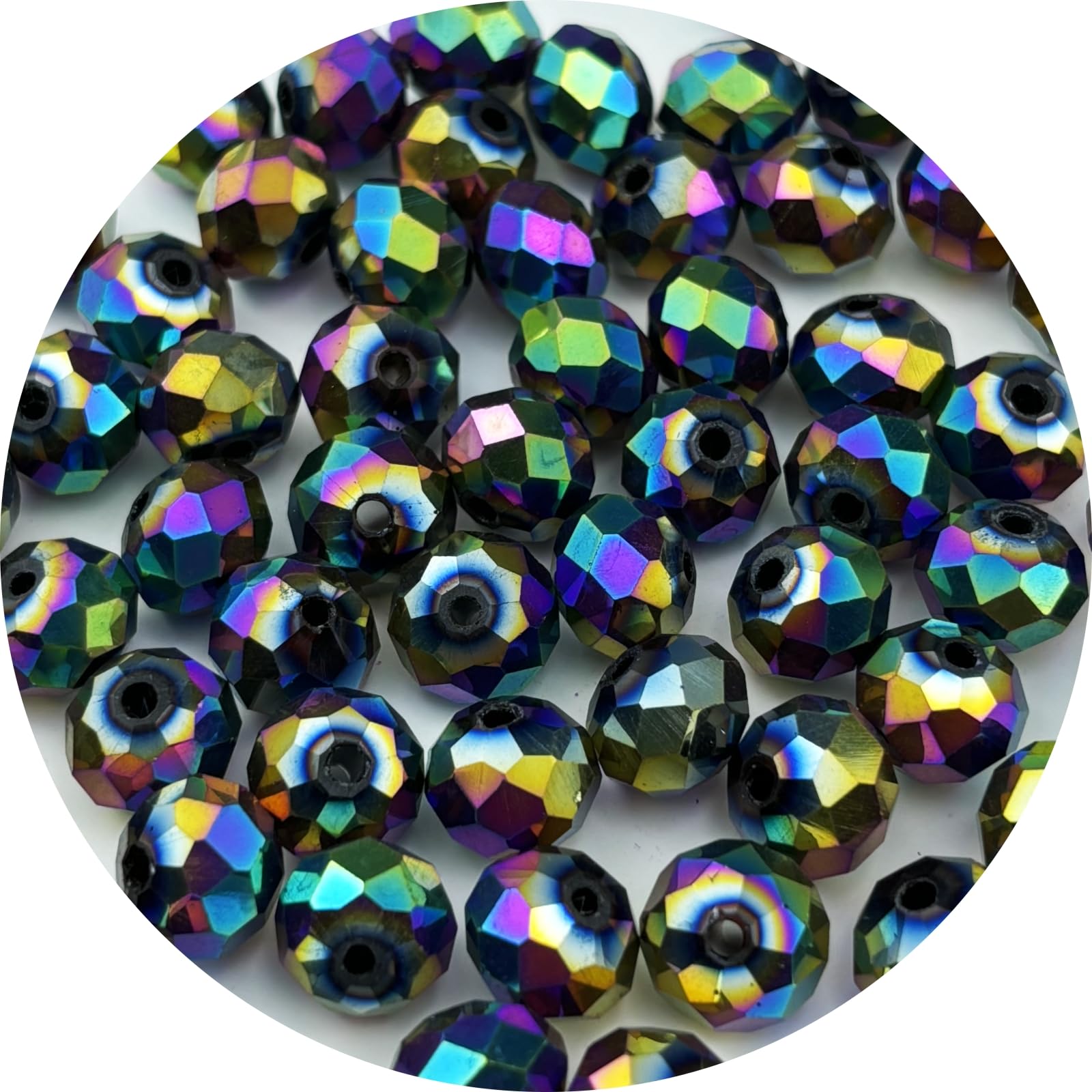 YUEXIGO 150pcs 8mm Crystal Glass Beads for Jewelry Making, Faceted Rondelle Glass Spacer Beads for Wind Chimes Bracelet Earring Necklace DIY Craft(