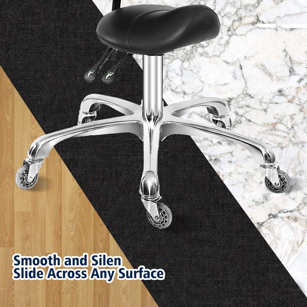 Antlu Saddle Stool Dental Hygienist Chair with Back Support, Rolling Esthetician Saddle Stool for Lash Salon Tattoo Shop Spa Dentist Clinic (with Backrest, Black) - Image 7