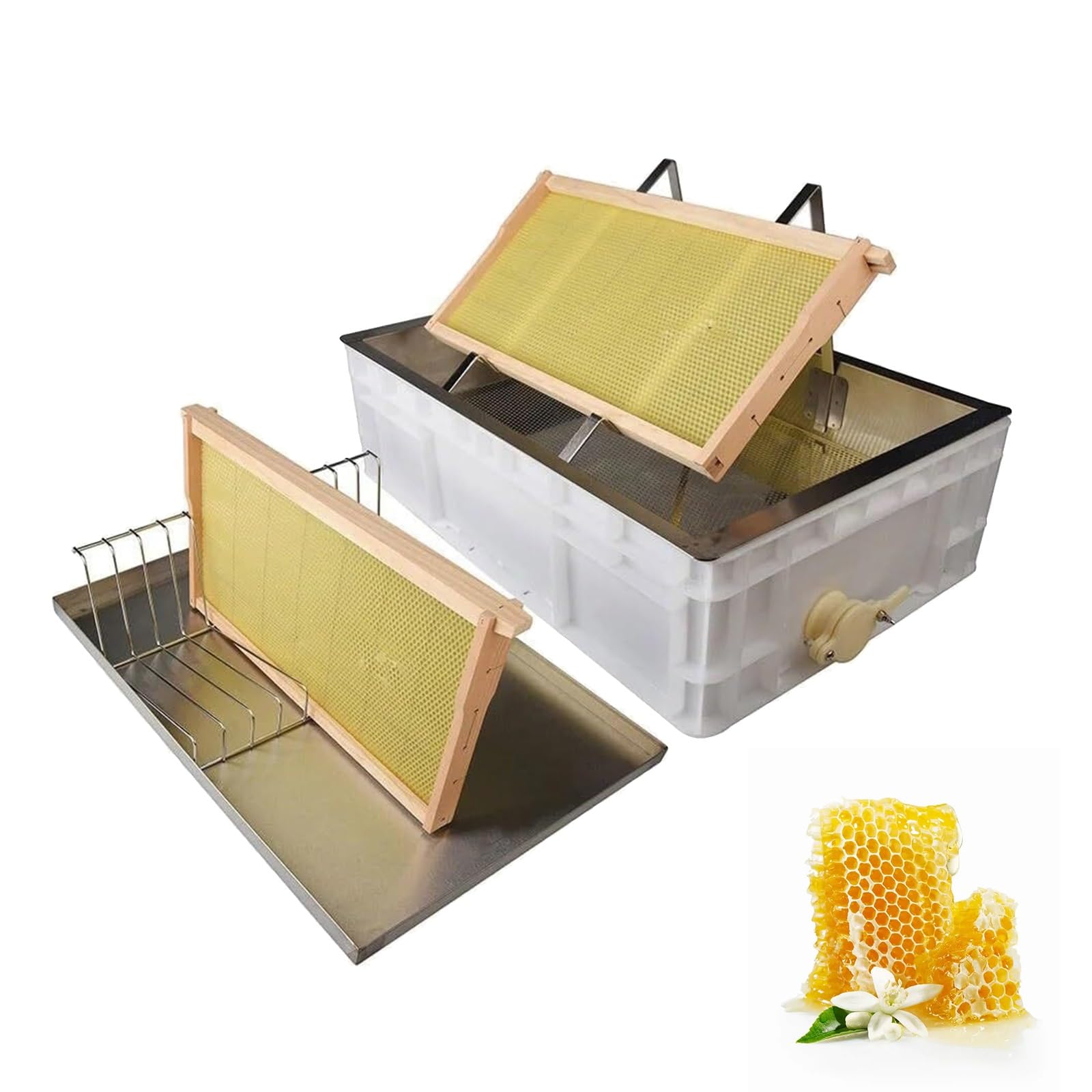 KJZQXYX Beekeeping Uncapping Station,Bee Frame Uncapping Tool,with Stainless Steel Drip Tray/Container/Pour Spout, for Honey Harvesting
