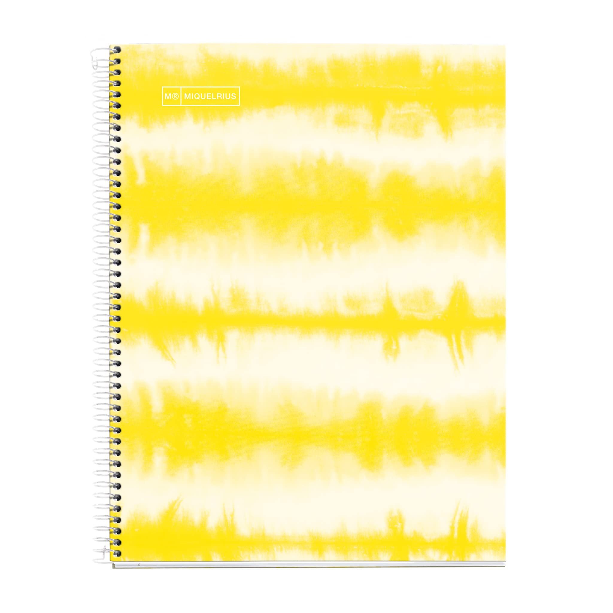 Miquelrius - Spiral notepad A5-120 sheets 90 g - grid 5 x 5 mm - 4 coloured stripes - laminated hard cover - Tie-dye lavender