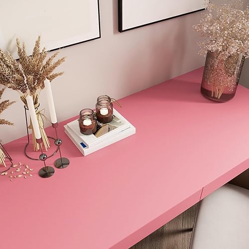 Miniatura 2 de Livelynine Papel tapiz rosa brillante, papel adhesivo rosa mate, impermeable, autoadhesivo, para dormitorio, habitación de niñas, envoltura de