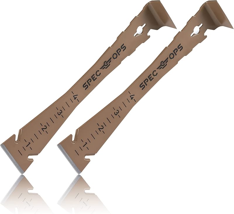 Spec Ops Tools Barra de ajuste, palanca para carpintería y extracción de clavos, acero de resorte con alto contenido de carbono, bordes biselados, 9.5" 2 unidades
