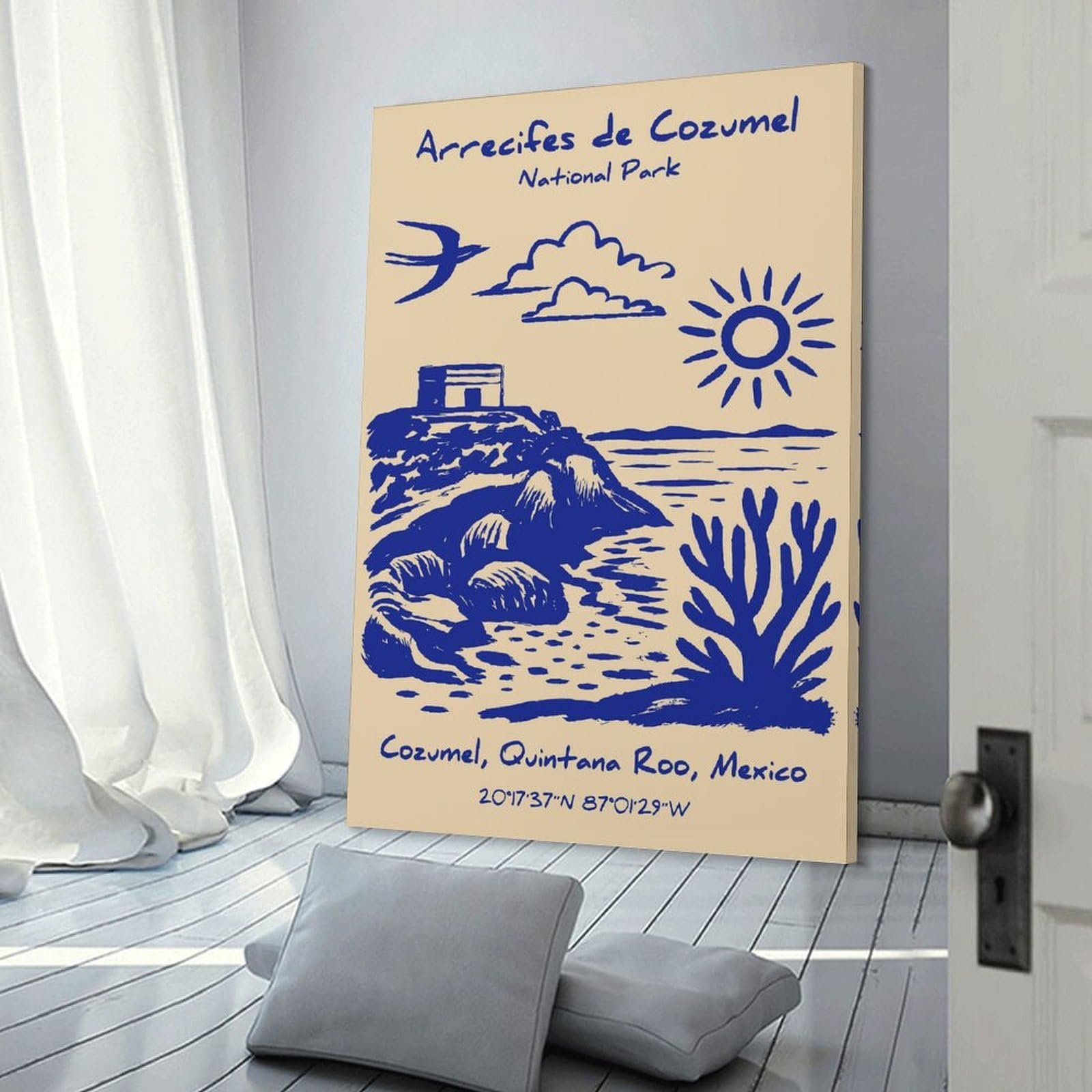 Junmoney Arrecifes De Cozumel National Park Canvas Wall Picture, 24x36inch(60x90cm), for Picture Wall Styling in Lounge Or Bedroom, An Easy Match for Collected Prints