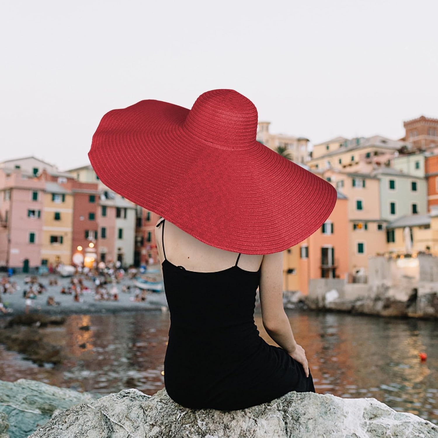 Oversized Sun Straw Hat for Women, UPF 50+ Floppy Wide Brim Summer Hat, Foldable Packable Roll up Beach Cap - Image 3