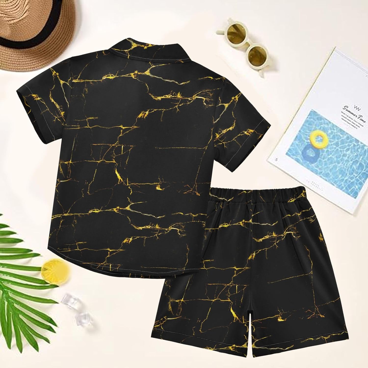 visesunny Boys Hawaiian Shirt and Short Set Summer Outfit Kids 2 Piece Clothes Set 3-10Y