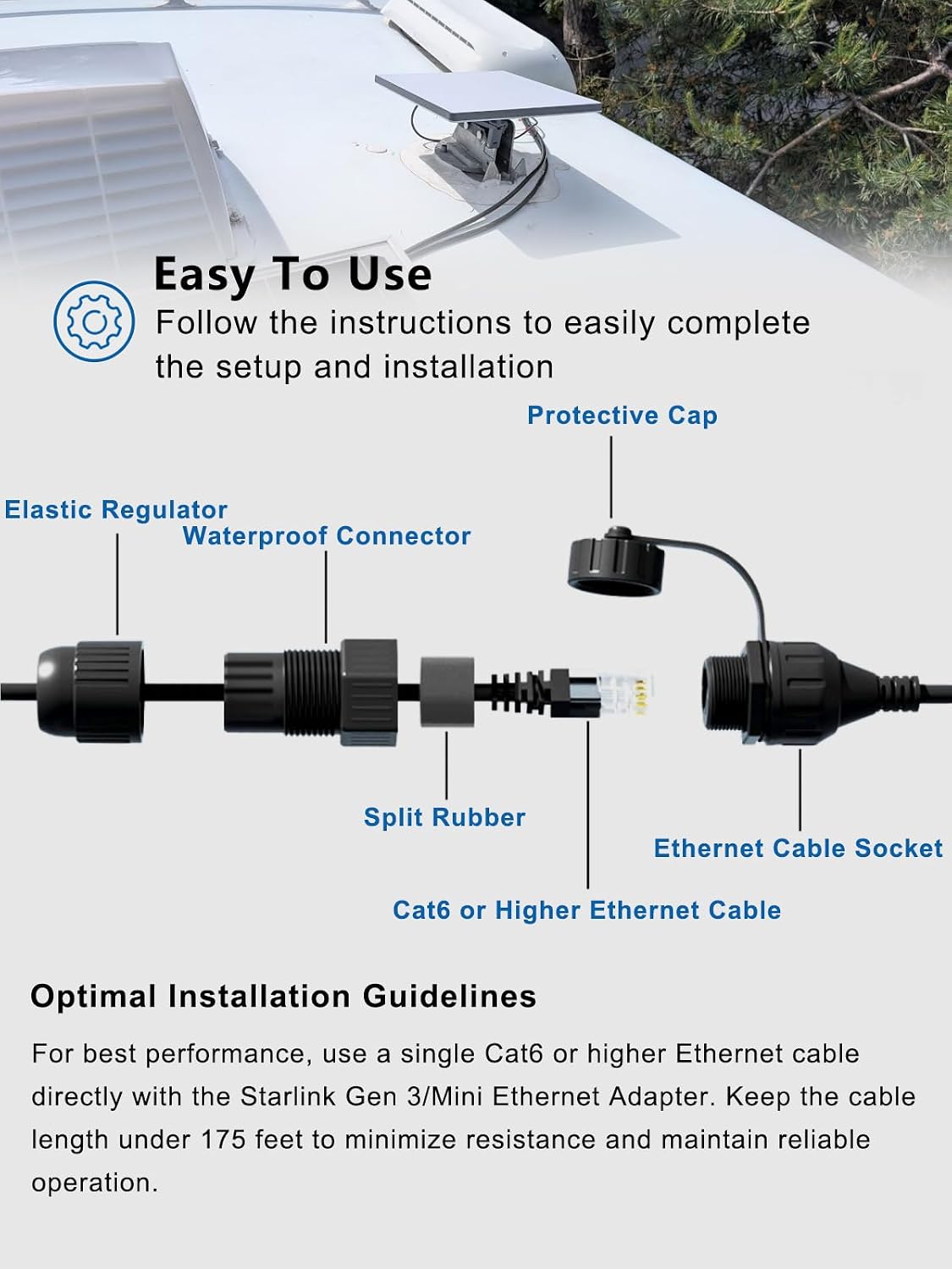 Replacement for Starlink Ethernet Adapter Gen 3/Mini Starlink Cable with RJ45 Female Connectors for Ultimate Connectivity with Starlink Gen 3 Dish and Router (2-Feet)