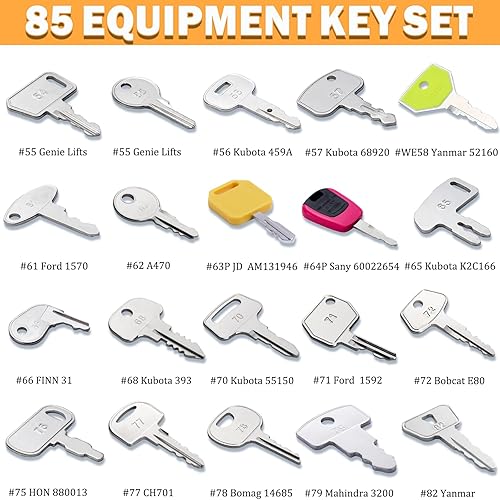 Miniatura 34 de 67 llaves maestras de equipos pesados Constrtution Machinery Operator Key para CAT John Deere CaterpillarToyota Volvo JCB Massey Ferguson JLG Genie