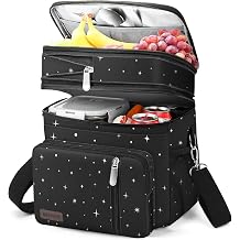 MIYCOO Lunch Bag for Women & Men, Expandable Double Deck Lunch Box, 15L | Leakproof & Waterproof, Portable, Large Soft Insulated Cooler bag for Adult, Work, Camping, Beach, Picnic, Travel