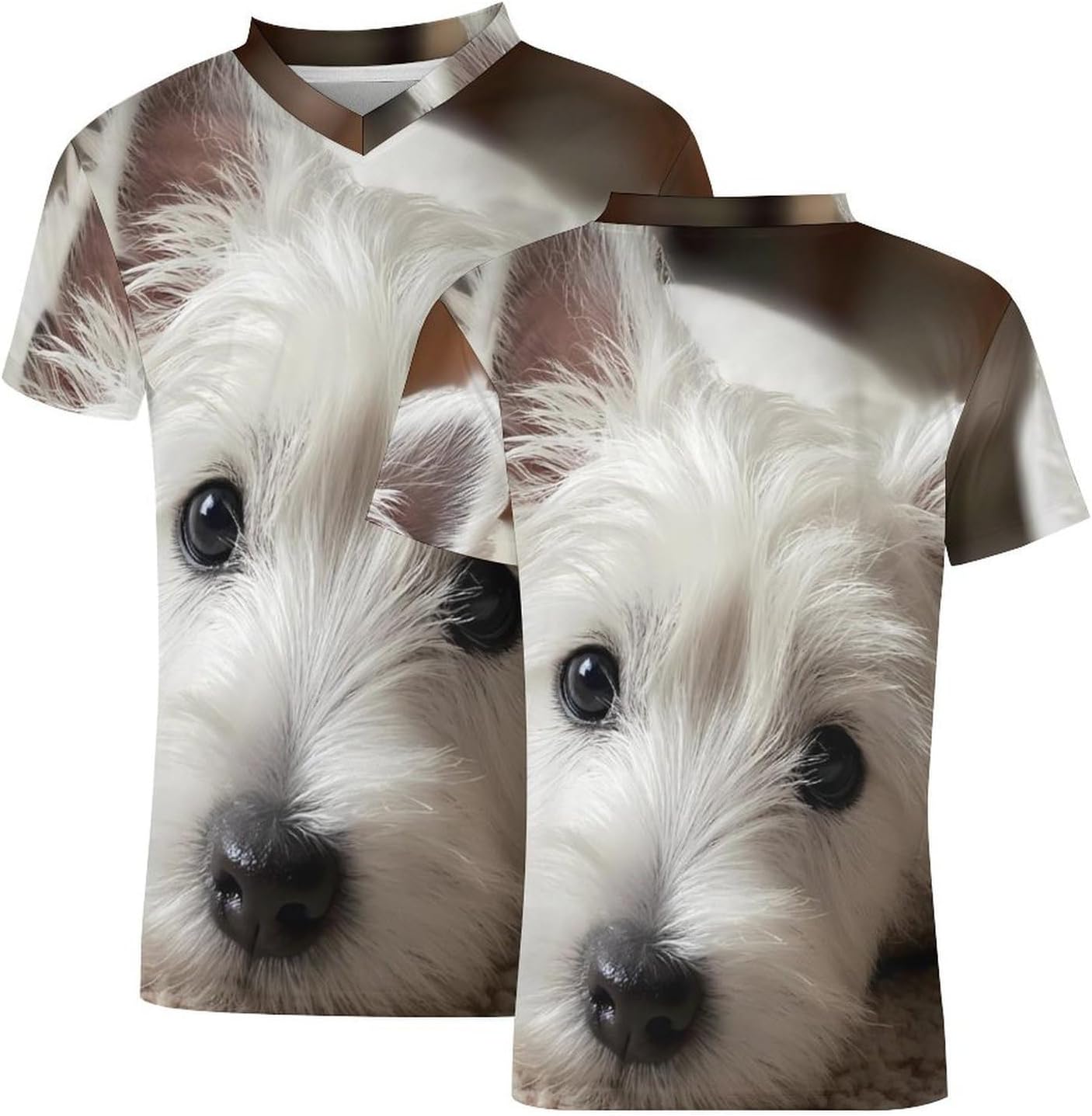 Westie Puppy Dog Personalized Soccer Jersey Mens T-Shirts Sports Tops | Breathable Mesh Football Fan Custom Uniform Summer Short Sleeve V-neck
