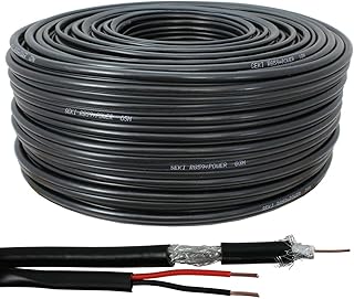 SeKi RG59 100 m combi coaxial + cable de alimentación 75 ohmios 0,81 mm cable de vídeo CCTV coaxial para cámara de vigilancia