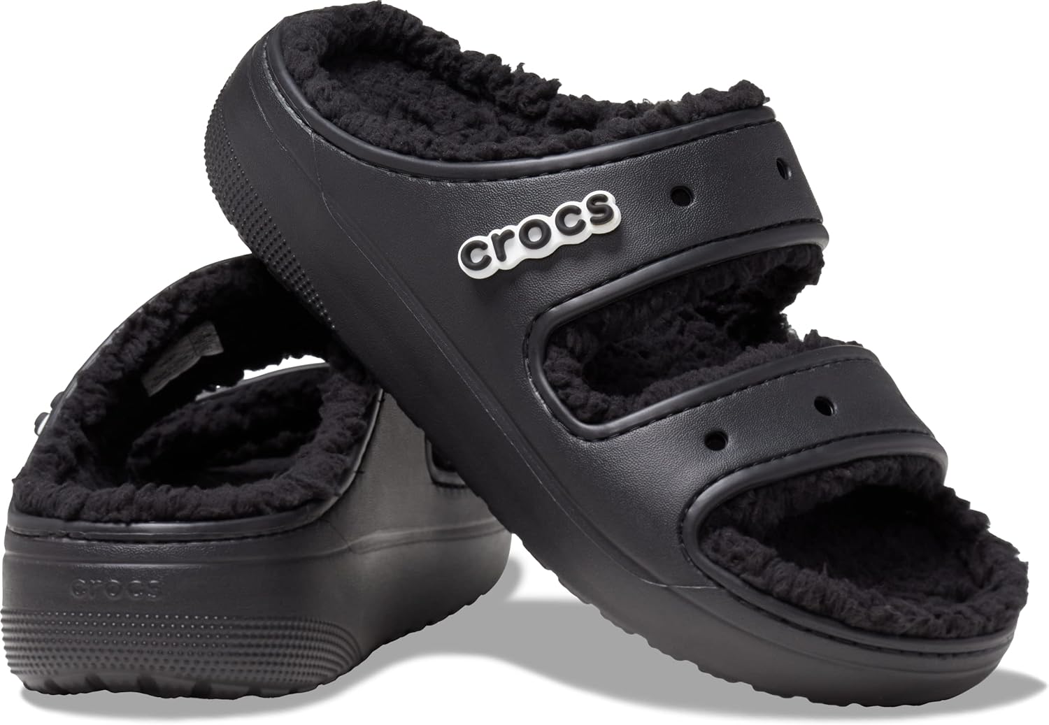 Amazon.com | Crocs Unisex Classic Cozzzy Platform Sandals | Fuzzy Slippers Slide, Black/Black 