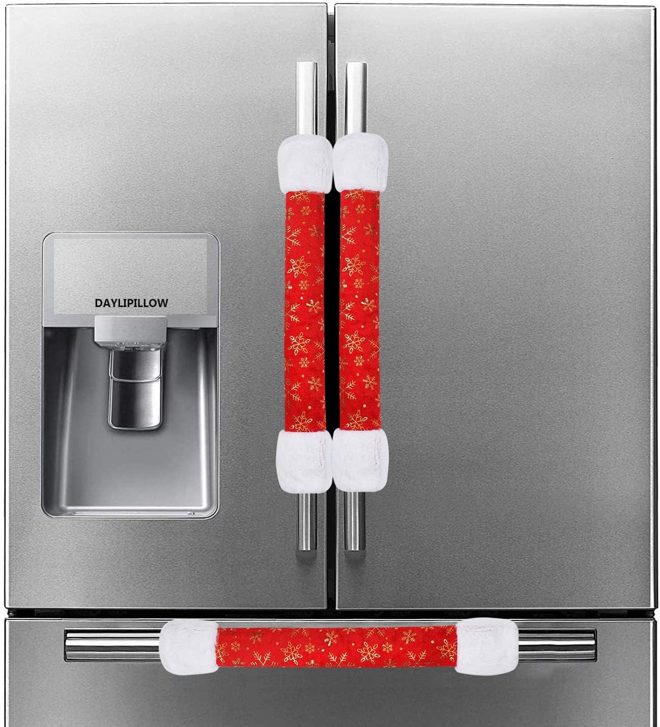 Black White Buffalo Check Refrigerator Door Handle Covers Set of 3 - Farmhouse Black Plaid Kitchen Appliance Handle Covers, Microwave Oven Fridge/Dishwasher Door Handle Protector