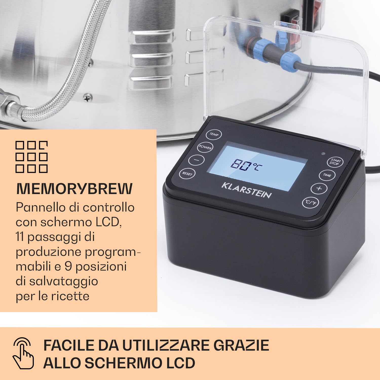 KLARSTEIN Kit Birra Artigianale Completo, Fermentatore Birra da 65L, Kit per Fare la Birra in Casa in Acciaio Inossidabile, Kit Birra Fai da Te, modalità Automatica, 3300W, Auto-Mode, Smart App