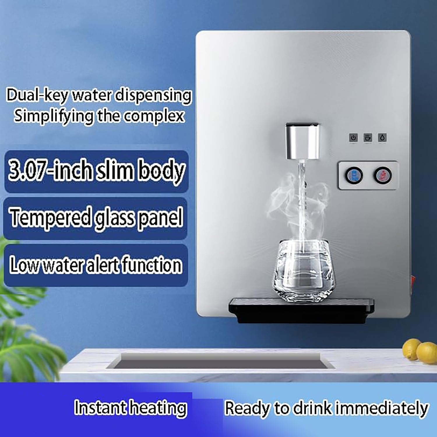 Dispensador De Agua Caliente Montado，Enfriador De Agua Equipado con Una Alarma De Nivel Bajo De Agua，Maquina De Agua Fria Y Caliente, para Cocinas De Estilo Premium