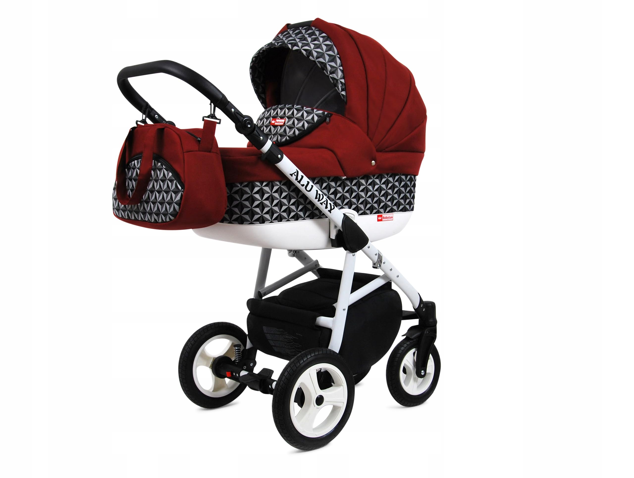BabyLux® Kinderwagen Set 4 in 1 - Alu Way - incl. Babywanne, Buggy Sportsitz, Auto-Babyschale, ISOFIX-Basisstation - Autositz - Kinderwagenset - Kombikinderwagen mit Wickeltasche usw.