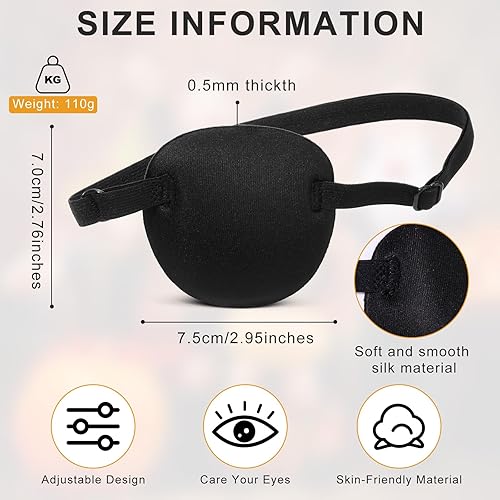 Miniatura 4 de Nuanchu 18 máscaras de ojos de pirata de Halloween, ajustables, 3D, cómodas máscaras de un solo ojo para fiesta temática pirata (negro)