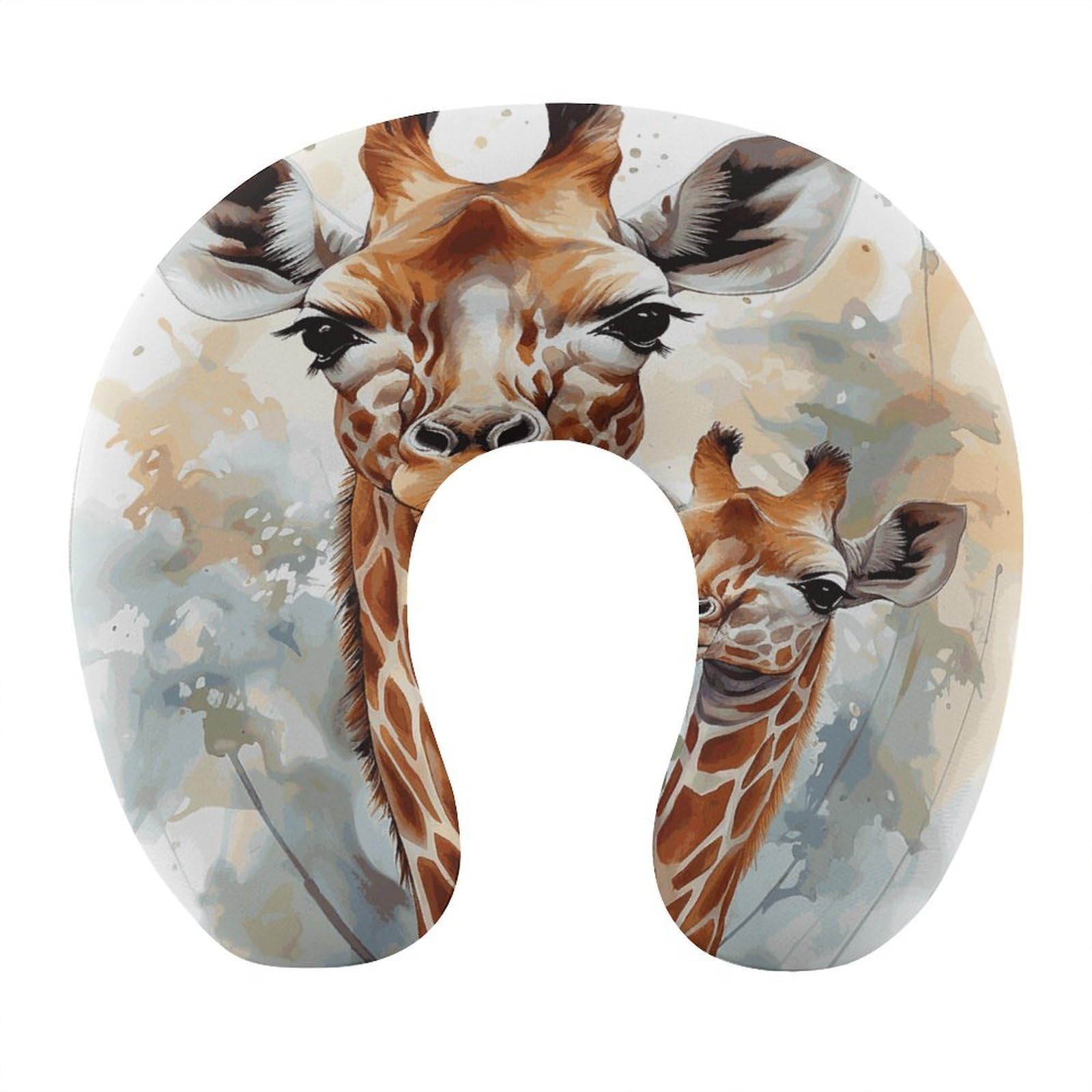 VstaDank Watercolor Deer Giraffe Neck Pillow Soft Comfortable Travel U Shaped Pillows Portable Pillows for Shoulder Memory Foam Head Support Pillow for Airplane Car Home Office