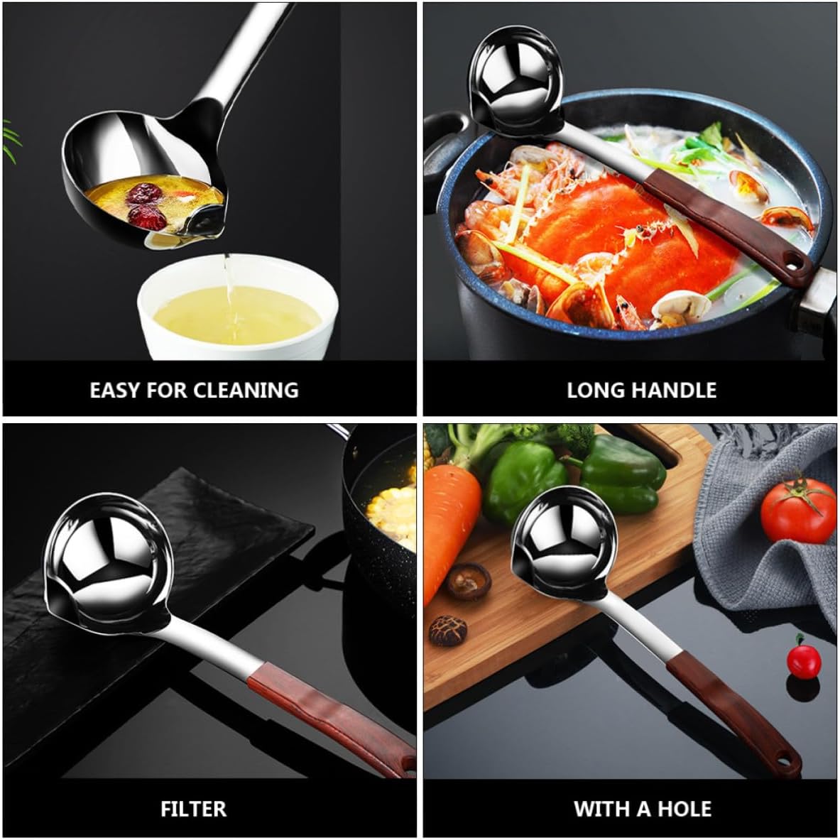 Oil Filter Spoon Stainless Steel for Hot Pot Soup Cooking