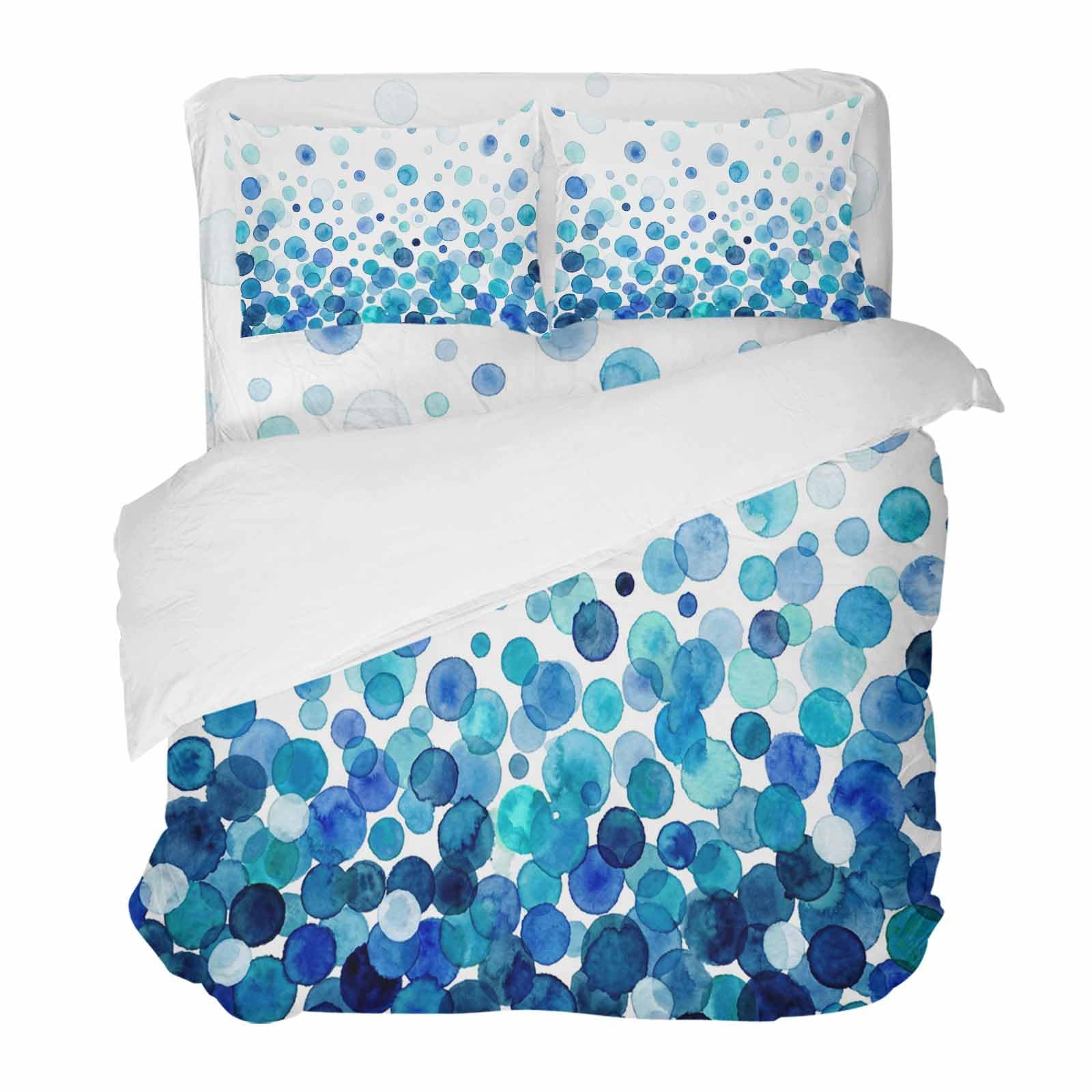 Duvet Cover Twin Bedding Set Navy Blue Polka Dot Geometric on White 4 Pieces Washed Microfiber Comforter Cover Soft Duvet Covers Bed Sheet and Pillow Cases for Bedroom Dots Watercolor