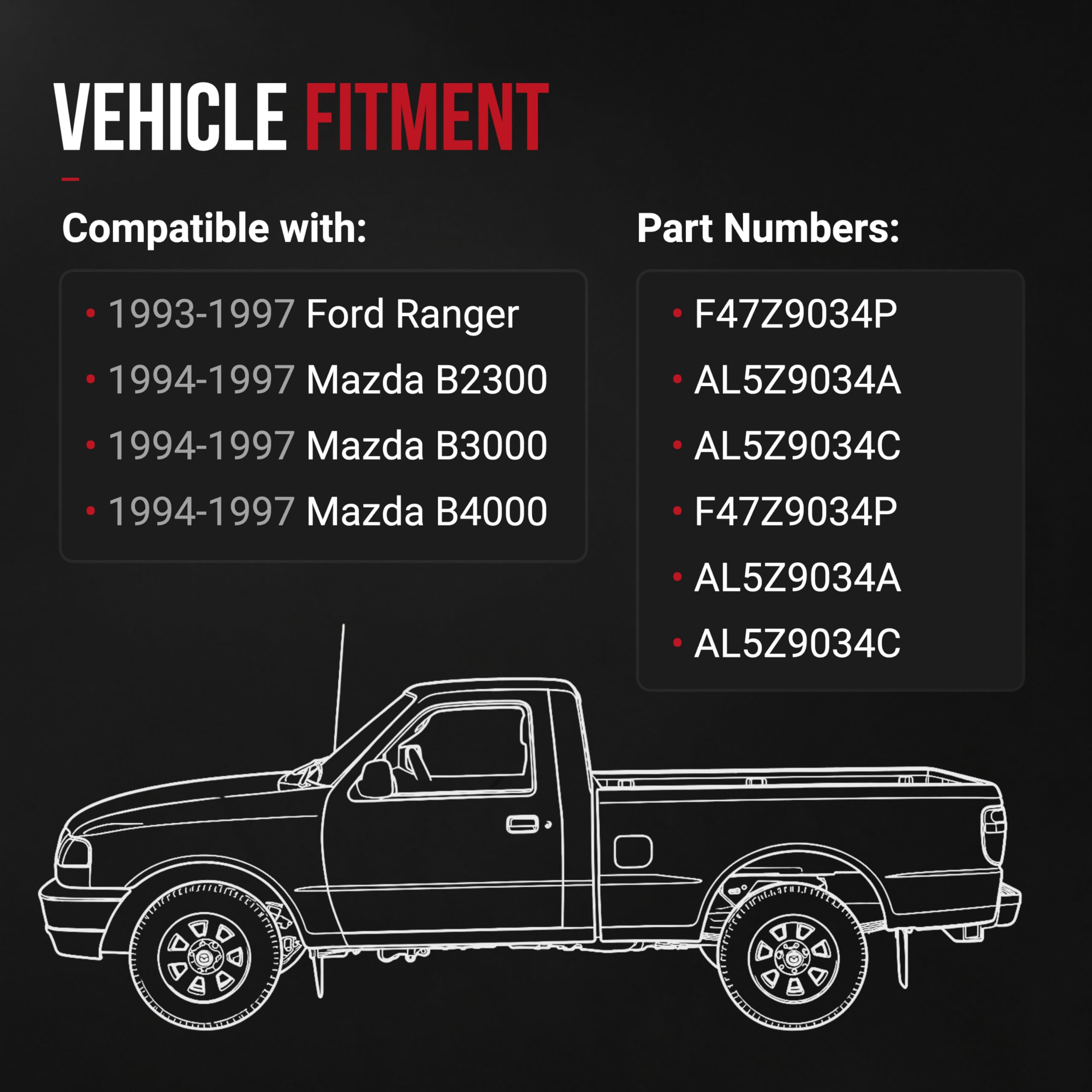 Wąż szyjkowy wlewu paliwa do zbiornika gazu - kompatybilny z Ford Ranger, Mazda B2300, B3000, B4000 1993-1997 model nierozbłyskowy i rozbryzgowy - zastępuje F47Z9034P, AL5Z9034C, F47Z9034
