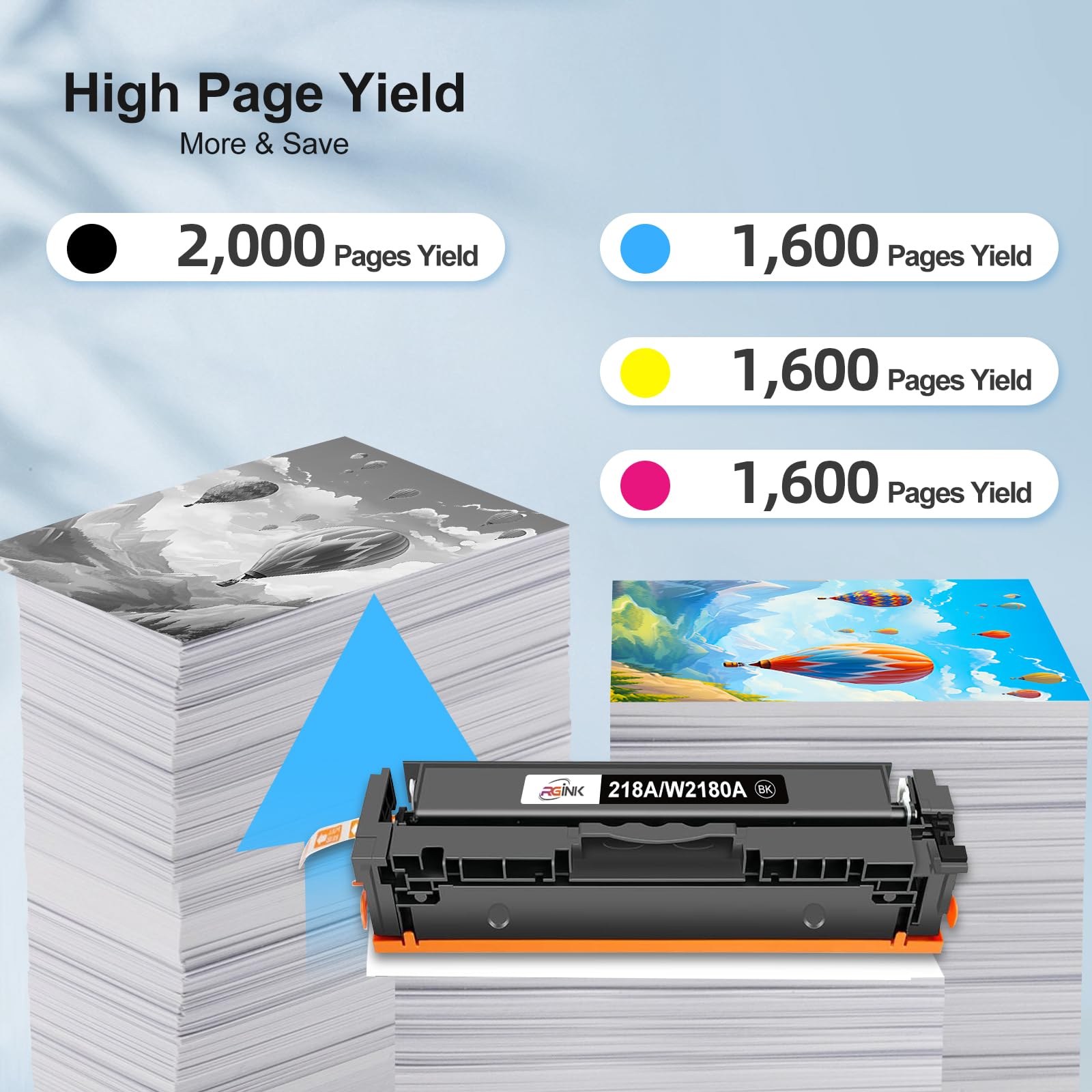 218A 218X Toner Replacement for HP 218A Toner Cartridges 4 Pack - W2180A 218X W2180X for 3301FDW Toner High Yield to use with HP Color Laserjet Pro MFP 3301FDW 3301CDW 3301SDW| 3201DW, NO CHIP(4 Pack)