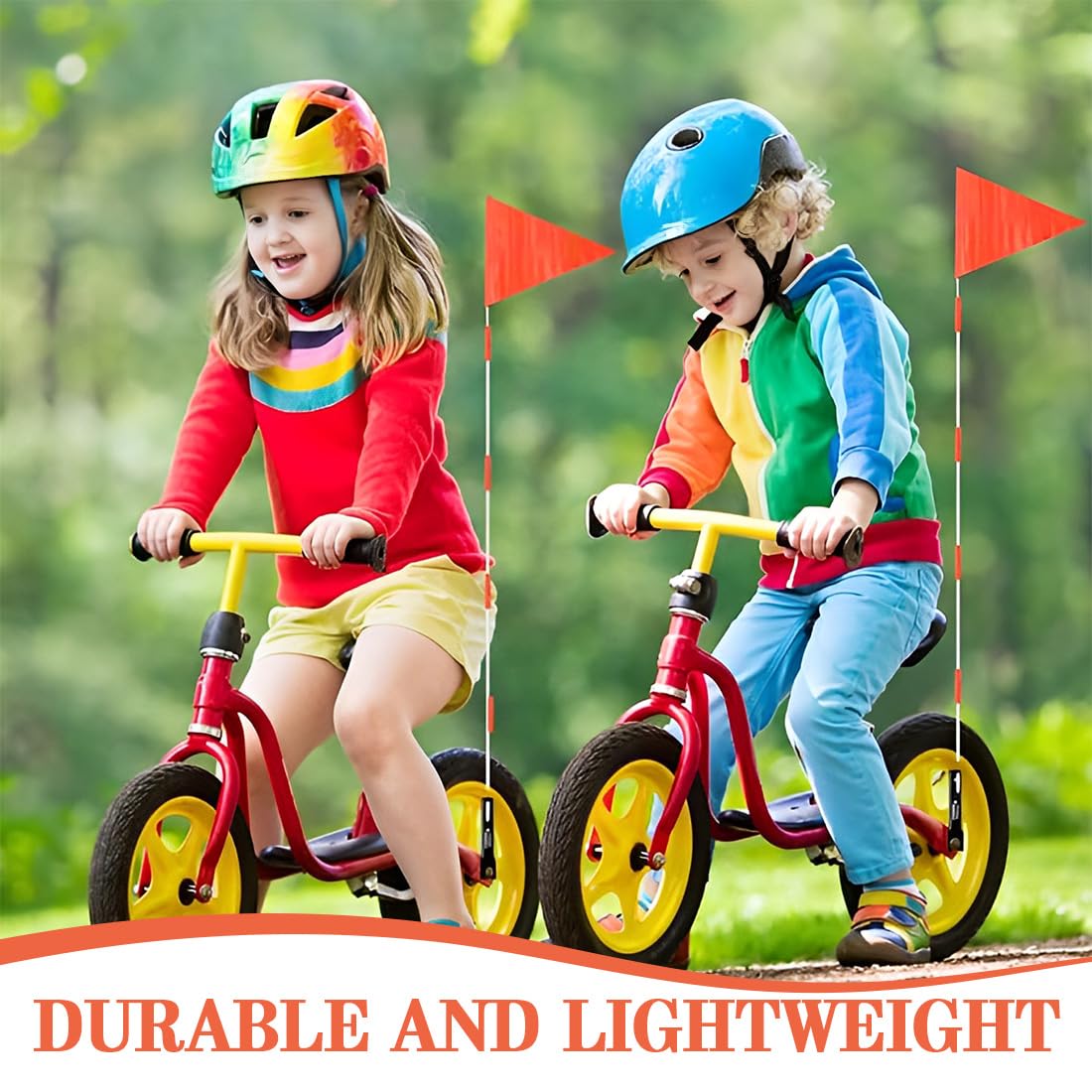 Fanion de sécurité 150 cm avec tige réfléchissante - Drapeau de vélo réglable pour enfant